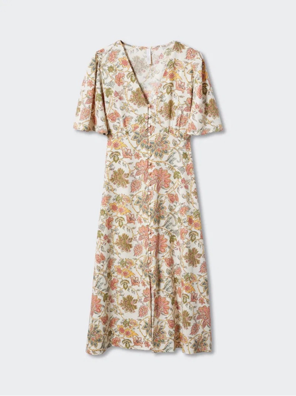 Mango Buttoned Floral Linen Blend Midi Dress size 4, like new.